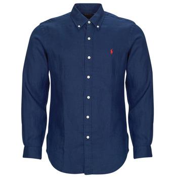 Polo Ralph Lauren  Košele s dlhým rukávom CHEMISE COUPE DROITE EN LIN  Námornícka modrá