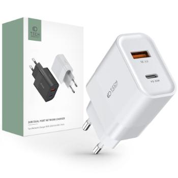 Tech-Protect C30W sieťová nabíjačka USB / USB-C 30W PD QC, biela