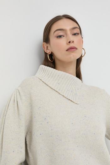 Vlnený sveter Twinset dámsky, béžová farba, teplý, s rolákom