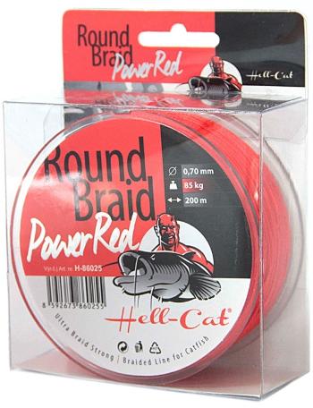 Hell-cat splietaná šnúra round braid power red 200 m-priemer 0,80 mm / nosnosť 100 kg