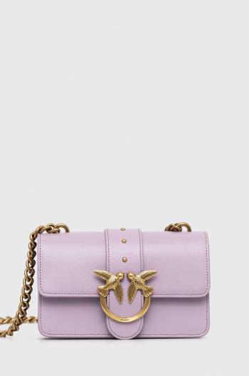 Kožená kabelka Pinko fialová farba