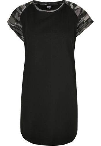 Urban Classics Ladies Contrast Raglan Tee Dress black/darkcamo - M