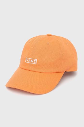 Bavlnená čiapka Vans oranžová farba, s nášivkou