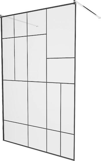 MEXEN/S - KIOTO samostatne stojaca sprchová zástena 120 x 200 cm, transparent/čierna vzor 8 mm, chróm 800-120-002-01-78