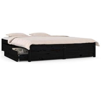 Rám postele so zásuvkami čierny 120 × 200 cm, 3103512