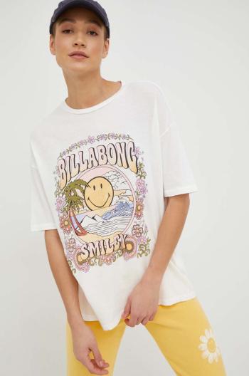 Bavlnené tričko Billabong X SMILEY biela farba