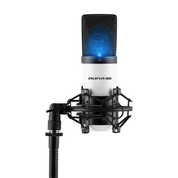 Auna Pro MIC-900-WH LED, biely, USB, kondenzátorový mikrofón, kardioidný, štúdiový, LED