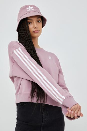 Bavlnená mikina adidas Originals Adicolor HC2027 dámska, fialová farba, s nášivkou