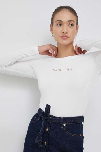 tričko s dlhým rukávom Tommy Hilfiger dámsky, biela farba