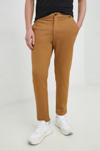 Nohavice Calvin Klein pánske, hnedá farba, rovné