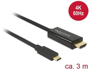 Delock USB-C™ / HDMI káblový adaptér #####USB-C™ Stecker, #####HDMI-A Stecker 3.00 m čierna 85292 pozlátené kontakty ###