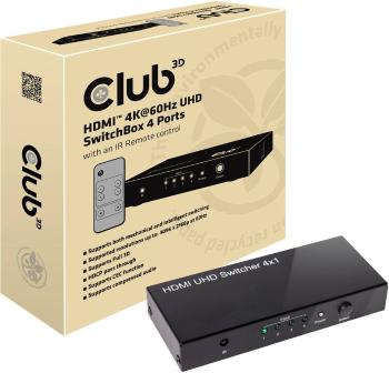 club3D CSv-1370 4 porty Prepínač HDMI  4096 x 2160 Pixel