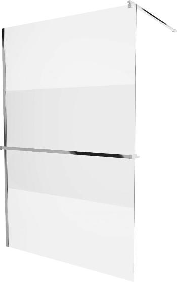 MEXEN/S - KIOTO Sprchová zástena WALK-IN s poličkou a držiakom uterákov 110 x 200 cm, transparent/matné sklo 8 mm, chróm 800-110-121-01-35