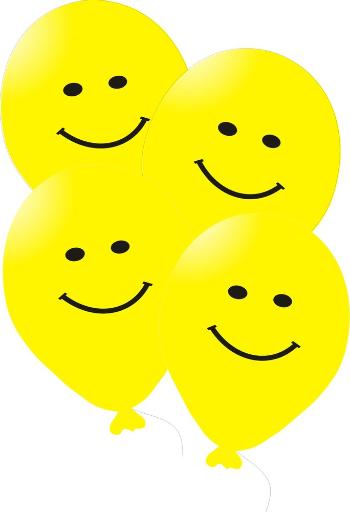 Balóniky s potlačou smajlíkov 5ks žlté - 
