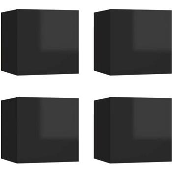 SHUMEE nástenná 4 ks čierna s vysokým leskom, 30,5 × 30 × 30 cm (804504)