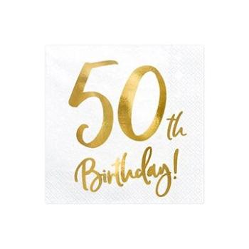 Obrúsky 50 rokov – narodeniny – biele – 33 × 33 cm, 20 ks (5900779100732)