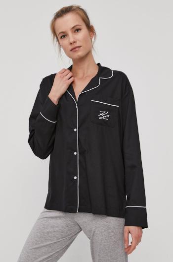 Pyžamová košeľa Karl Lagerfeld dámska, čierna farba