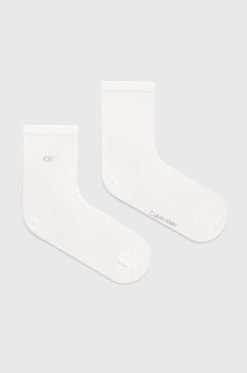 Ponožky Calvin Klein 2-pak dámske, biela farba, 701227462