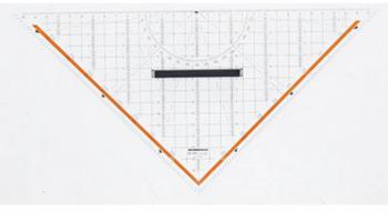 Rumold trojuholník s uhlomerom 1058 priehľadná Dĺžka prepony: 32.5 cm