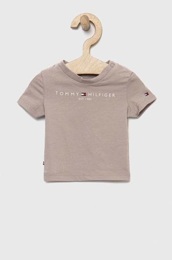 Tričko pre bábätko Tommy Hilfiger béžová farba, s potlačou