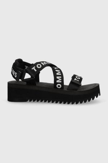 Sandále Tommy Jeans FLTFRM EVA SNDL dámske, čierna farba, na platforme, EN0EN02119