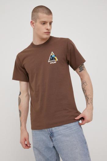 Bavlnené tričko HUF X Marvel hnedá farba, s potlačou