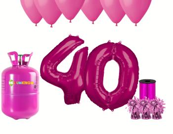 HeliumKing Hélium párty set na 40. narodeniny s ružovými balónmi
