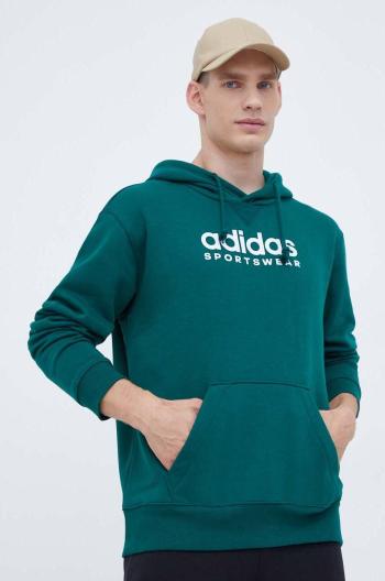 Mikina adidas pánska, zelená farba, s kapucňou, s nášivkou