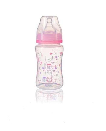BABYONO Dojčenská antikoliková fľaša široké hrdlo 240 ml - ružová