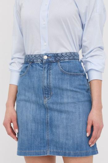 Rifľová sukňa BOSS mini, rovný strih