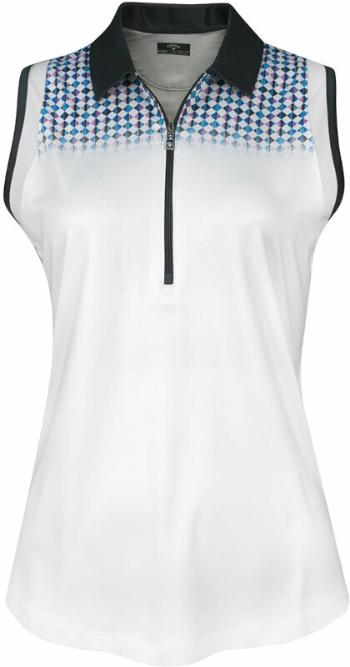 Callaway Womens Engineered Evanescent Geo Sleeveless Polo Brilliant White XS