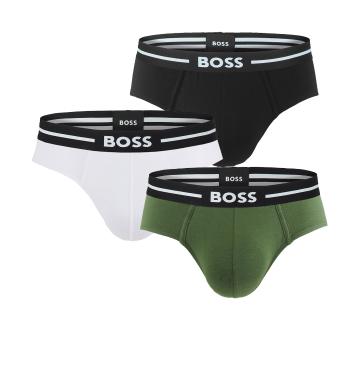 BOSS - slipy 3PACK cotton stretch BOLD black & army green z organickej bavlny - limitovaná fashion edícia (HUGO BOSS)-M (83-89 cm)