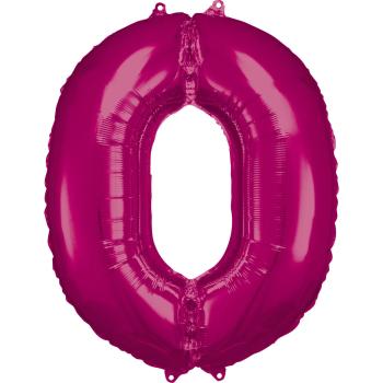 Amscan Balónik fóliový narodeninové číslo 0 ružový 86 cm