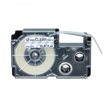 Kompatibilná páska s Casio XR-12X1, 12mm x 8m, čierna tlač/priehľadný podklad