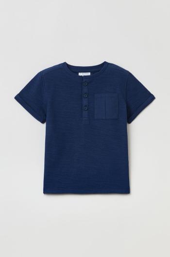 Detské bavlnené tričko OVS tmavomodrá farba, jednofarebný
