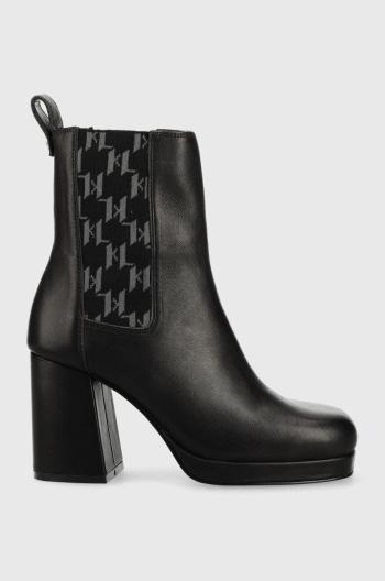 Kožené topánky chelsea Karl Lagerfeld Lavinia Iii dámske, čierna farba, na podpätku,