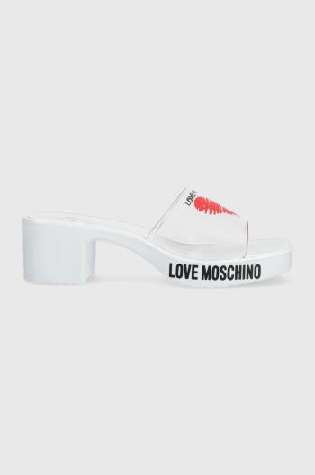 Šľapky Love Moschino dámske, biela farba, na podpätku, JA28256G0GI50100