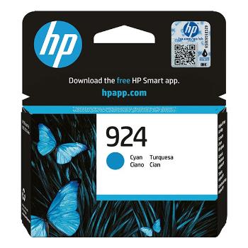 HP originál ink 4K0U3NE#CE1, HP 924, cyan, 400str., HP OfficeJet Pro 8120e, 8130e, azurová