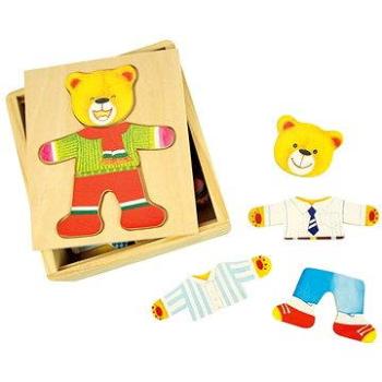 Drevené obliekacie puzzle v škatuľke - Pán Medveď (691621087657)