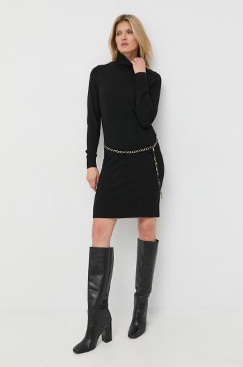 Vlnené šaty MICHAEL Michael Kors čierna farba, mini, rovný strih