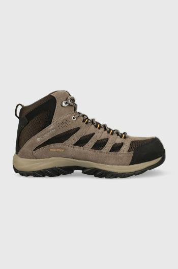 Topánky Columbia Crestwood Mid Waterproof pánske, hnedá farba