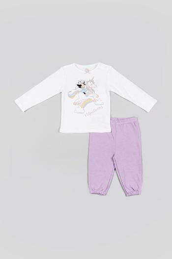 Pyžamo pre bábätká zippy fialová farba, s potlačou