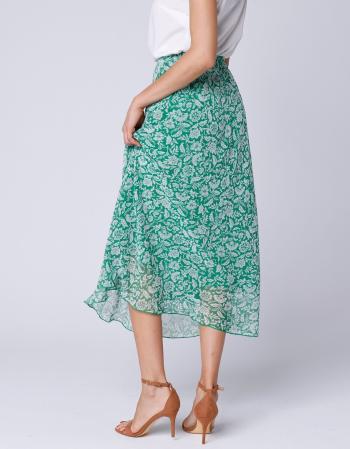Blancheporte Dlhá dvojfarebná sukňa s potlačou zelená/ražná 40
