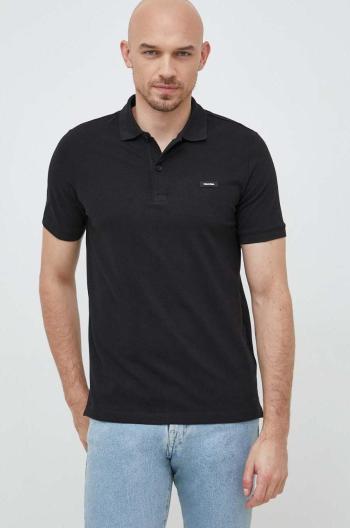 Polo tričko Calvin Klein pánske, čierna farba, jednofarebné