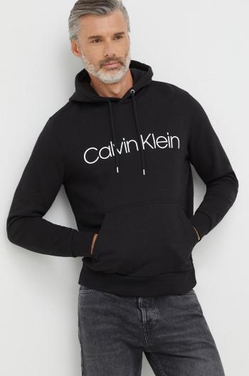 Bavlnená mikina Calvin Klein pánska, čierna farba, s potlačou
