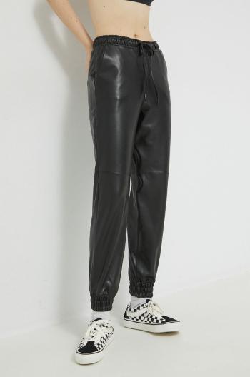 Nohavice Abercrombie & Fitch dámske, čierna farba, vysoký pás