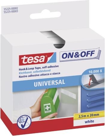 TESA On & Off 55225-02-00 pásik so suchým zipsom lepiaci háčiková a flaušová časť (d x š) 2500 mm x 20 mm biela 1 ks