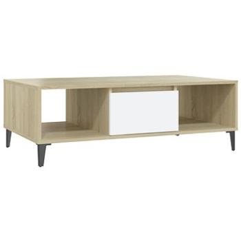 SHUMEE Konferenčný stolík biely a dub sonoma 103,5 × 60 × 35 cm drevotrieska, 806027