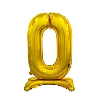 Balónik fóliový číslica zlatá na podstavci, 74 cm – 0 (5902973129489)