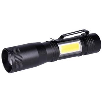 Solight LED kovový lampáš 3 W + COB, 150 + 60 lm, AA, čierny (8592718024314)